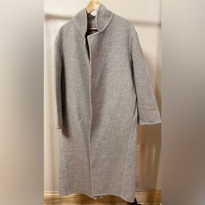 Sophisticated, Minimalist Thick Gray Overcoat Wool Size M